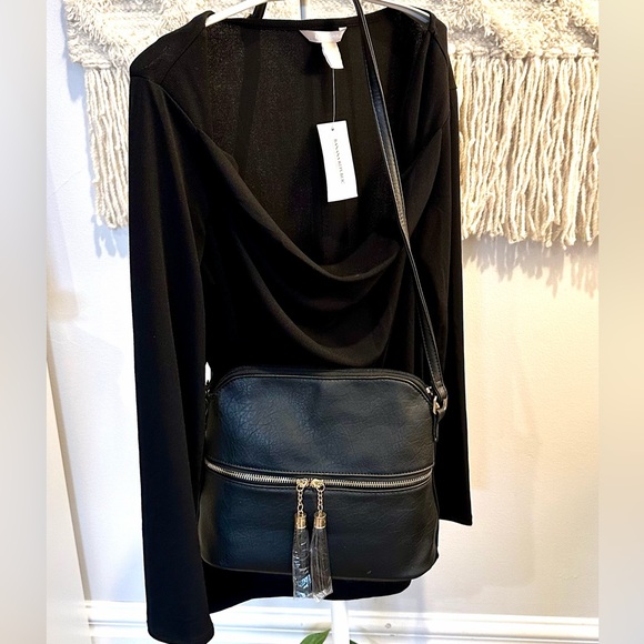 Handbags - Black Vegan leather Crossbody Bag NWT